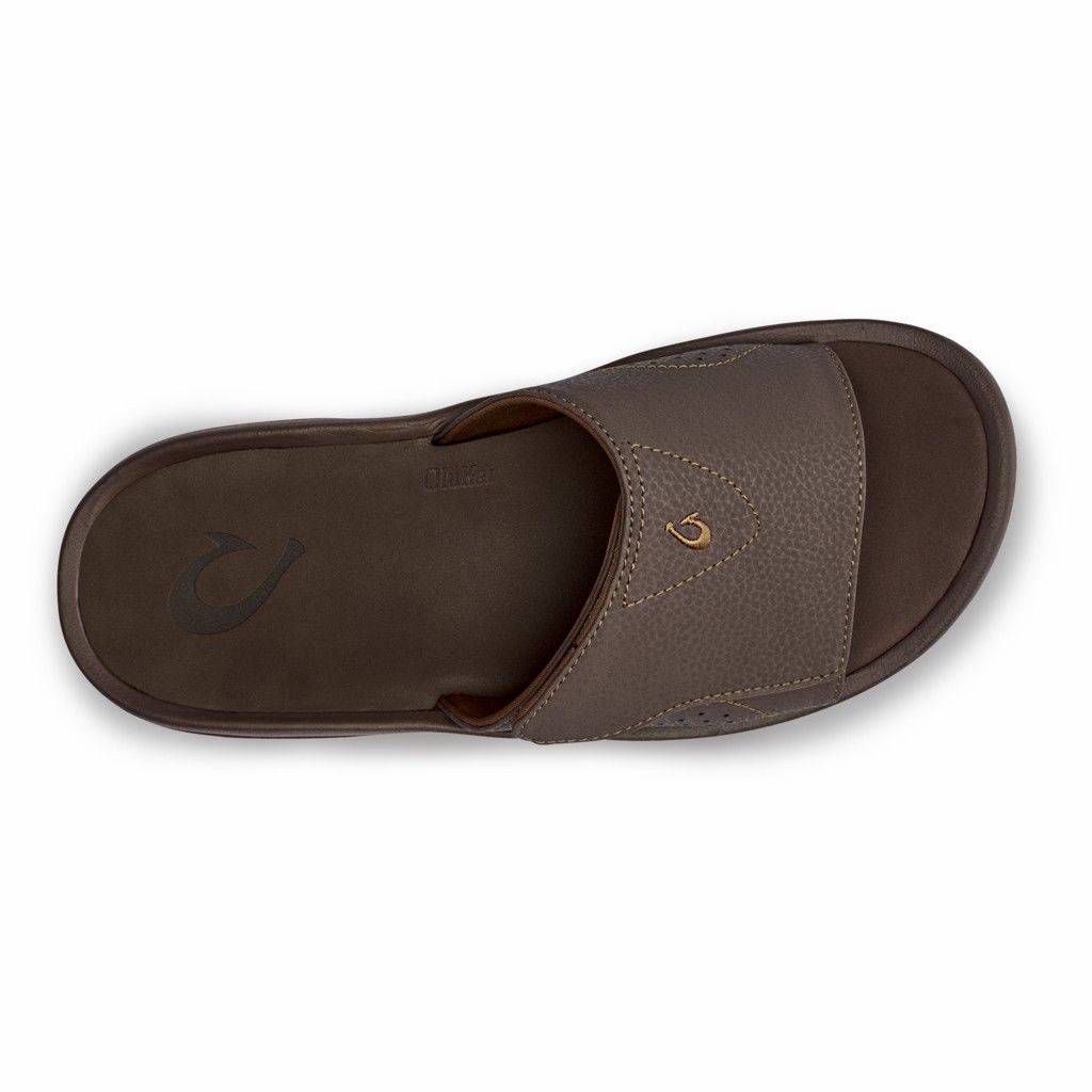 Sandalias Olukai Nalu Slide - Sandalias Hombre Cafes 20831-425